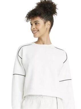 all in motion White Crewneck Sweatshirt with Black Trim